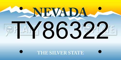 TY86322 Nevada License Plate