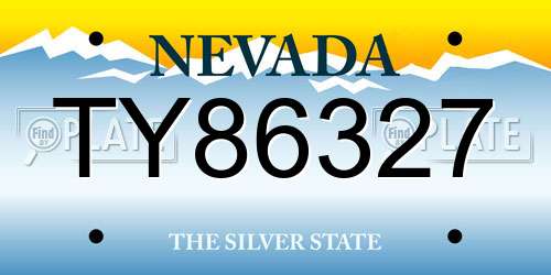 TY86327 Nevada License Plate