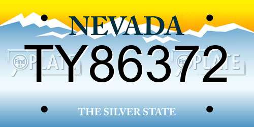 TY86372 Nevada License Plate