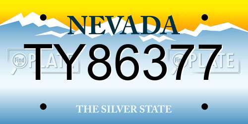 TY86377 Nevada License Plate