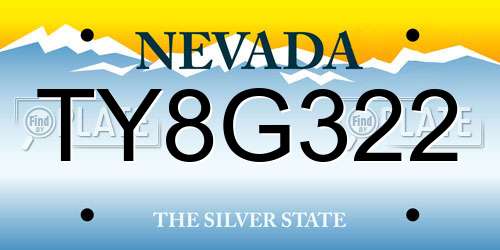 TY8G322 Nevada License Plate