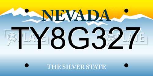 TY8G327 Nevada License Plate