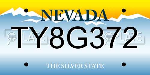 TY8G372 Nevada License Plate