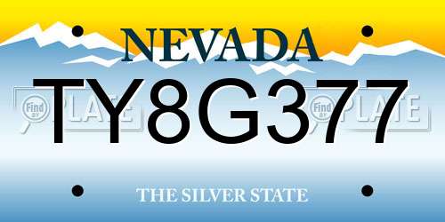 TY8G377 Nevada License Plate