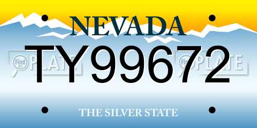 TY99672 Nevada License Plate