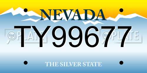 TY99677 Nevada License Plate