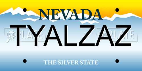TYALZAZ Nevada License Plate