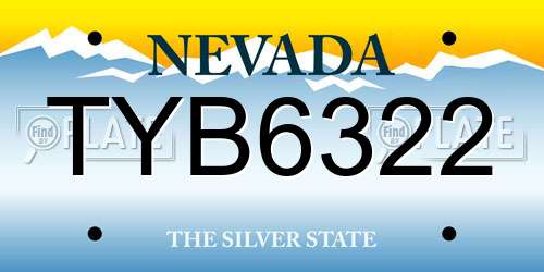 TYB6322 Nevada License Plate