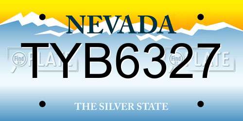 TYB6327 Nevada License Plate