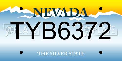 TYB6372 Nevada License Plate