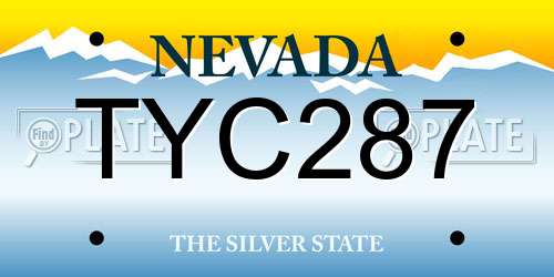 TYC287 Nevada License Plate
