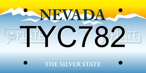 TYC782 Nevada License Plate