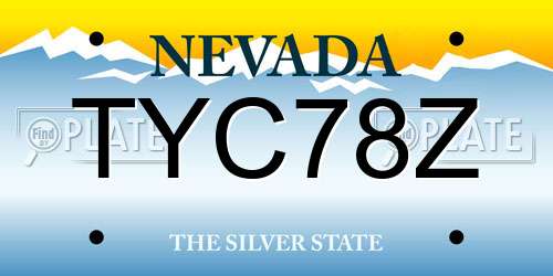 TYC78Z Nevada License Plate