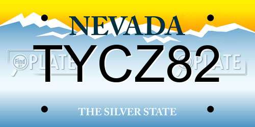 TYCZ82 Nevada License Plate