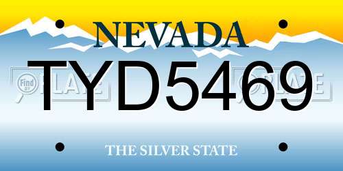TYD5469 Nevada License Plate