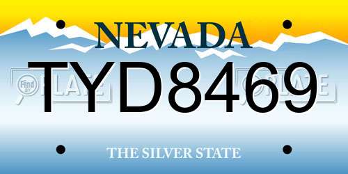 TYD8469 Nevada License Plate
