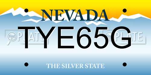 TYE65G Nevada License Plate