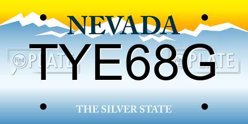TYE68G Nevada License Plate