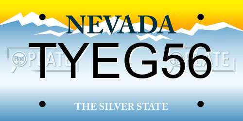 TYEG56 Nevada License Plate