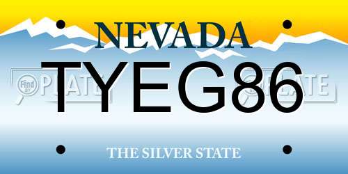 TYEG86 Nevada License Plate