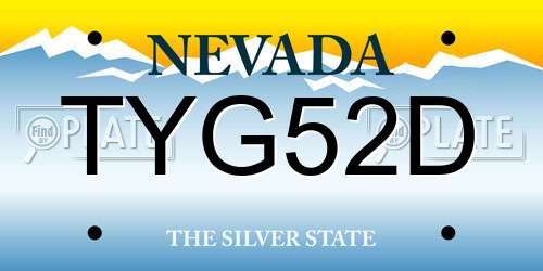 TYG52D Nevada License Plate