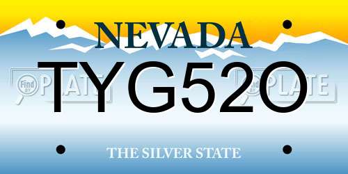 TYG52O Nevada License Plate