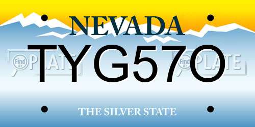 TYG57O Nevada License Plate