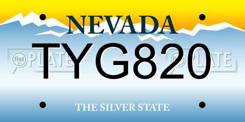 TYG820 Nevada License Plate