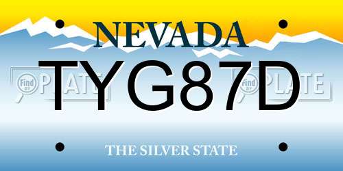 TYG87D Nevada License Plate