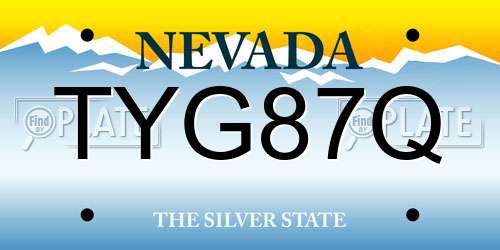TYG87Q Nevada License Plate