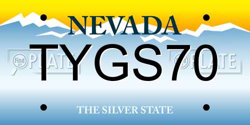 TYGS70 Nevada License Plate