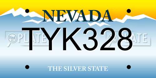 TYK328 Nevada License Plate