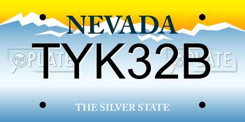 TYK32B Nevada License Plate