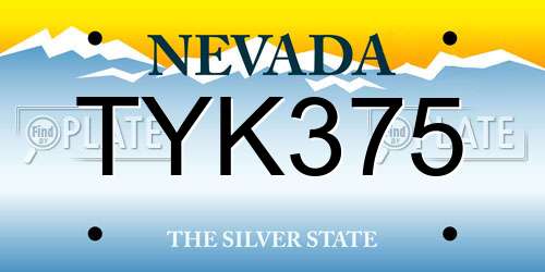 TYK375 Nevada License Plate