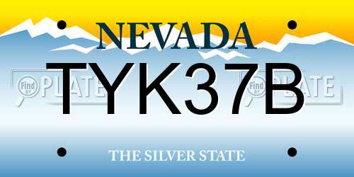 TYK37B Nevada License Plate