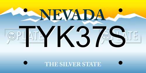 TYK37S Nevada License Plate