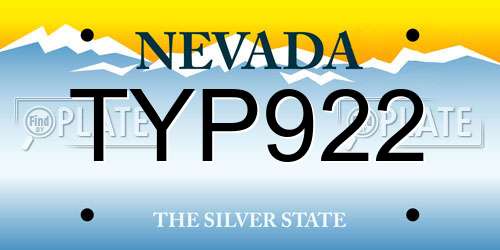 TYP922 Nevada License Plate