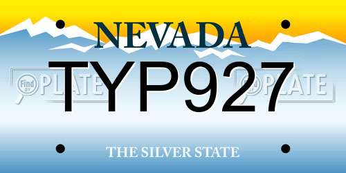 TYP927 Nevada License Plate