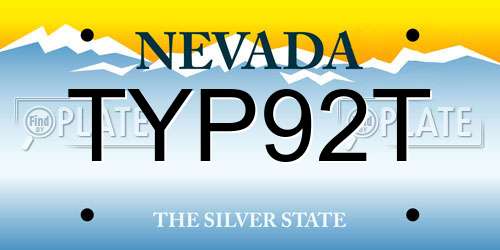 TYP92T Nevada License Plate