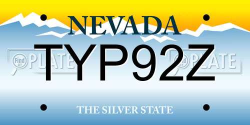 TYP92Z Nevada License Plate