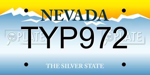 TYP972 Nevada License Plate
