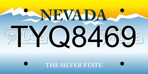 TYQ8469 Nevada License Plate