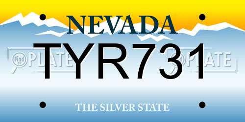 TYR731 Nevada License Plate