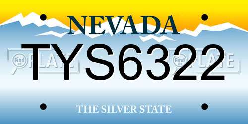 TYS6322 Nevada License Plate