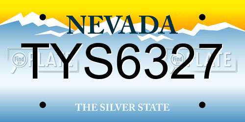 TYS6327 Nevada License Plate