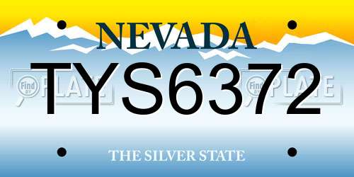 TYS6372 Nevada License Plate