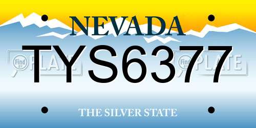 TYS6377 Nevada License Plate