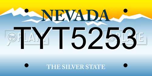 TYT5253 Nevada License Plate