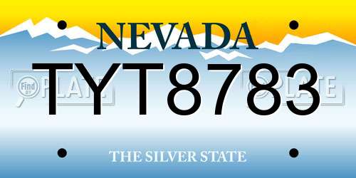 TYT8783 Nevada License Plate