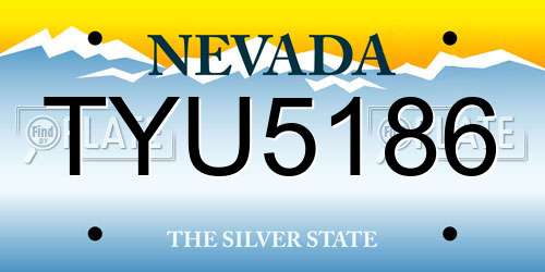 TYU5186 Nevada License Plate